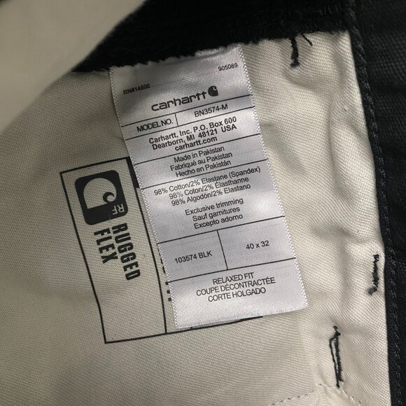 Carhartt Rugged Flex Relaxed Fit Canvas Cargo Work Pants Men's 40 x 32 Black - Picture 9 of 15